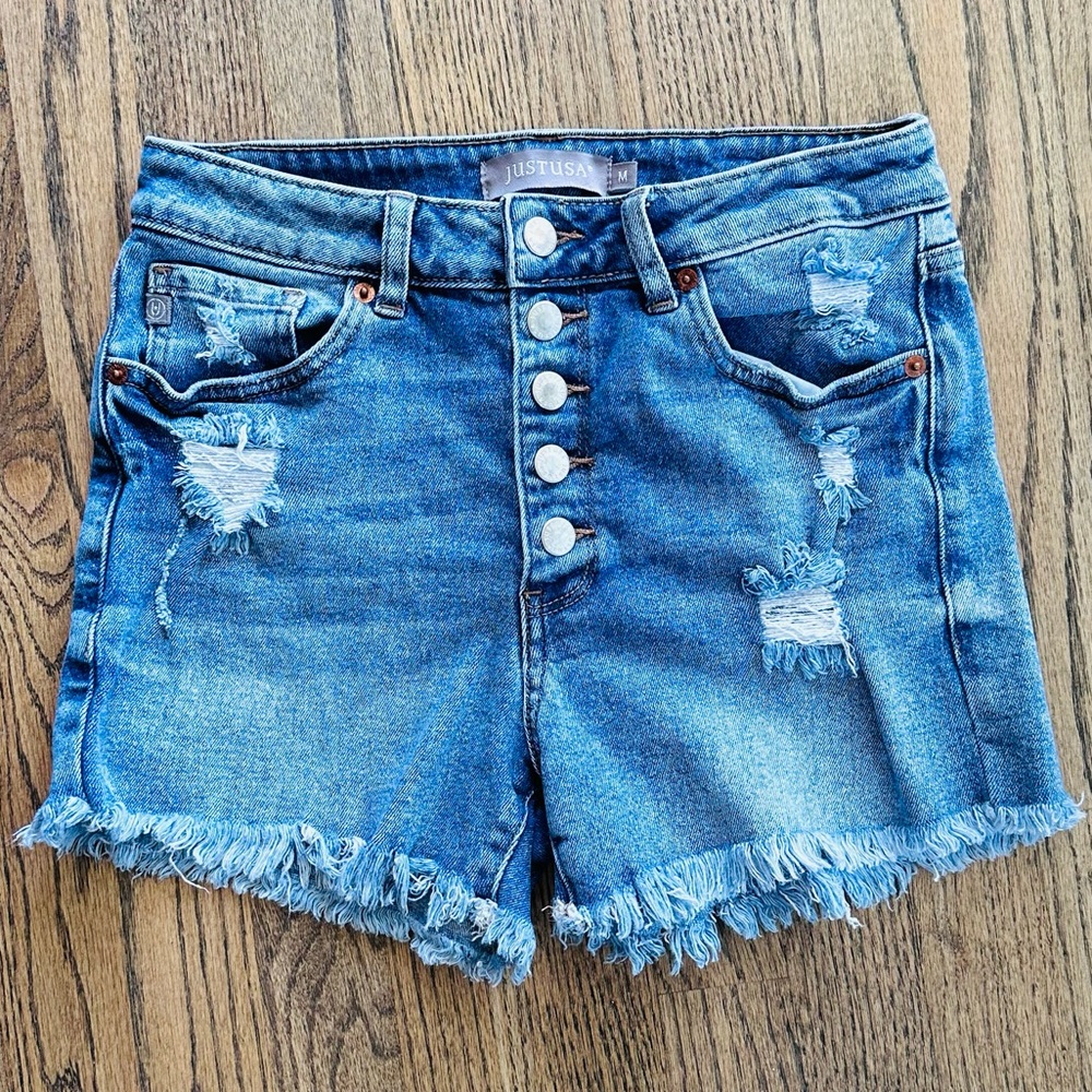 Just USA Button Down Jean Shorts